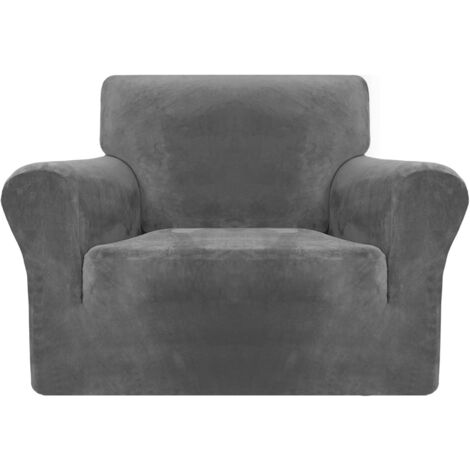 MINKUROW Fodera Per Divano In Velluto, Fodera Per Divano Elasticizzata Antiscivolo Fodera Per Divano Spessa E Morbida Per Divano A Sezione L (Grigio,1 Posto (90-140 Cm))