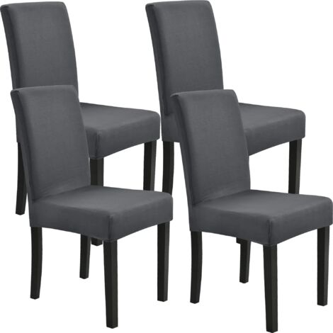 MINKUROW Fodere Per Sedie Set Di 4 42-53 Cm Grigio Scuro Fodera Per Sedia Lavabile In Lavatrice Fodera Per Sedia Elasticizzata (Grigio Scuro)