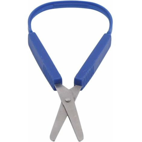 MINKUROW Forbici Ad Anello Per Bambini Forbici Adatte Facilmente Aperte Per Esigenze Speciali Manici Aperti Punta Rotonda Di Sicurezza, Blu