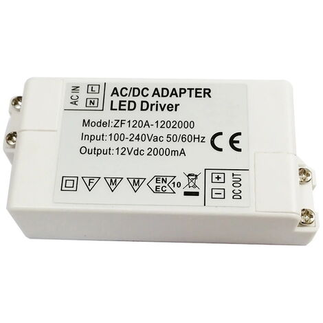 MINKUROW Fuente De Alimentación Led De 12 V, Transformador Led De 24 W Ca 220 V A 12 V Cc 2.0 A Transformador Led, Adaptador Convertidor De Controlador Led De Voltaje Constante, Para Tiras Led Y Bombi