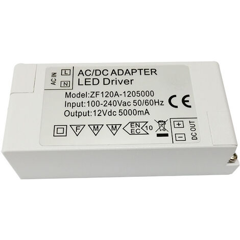 MINKUROW Fuente De Alimentación Led De 12 V, Transformador Led De 60 W Ca 220 V A 12 V Cc 5 A Transformador Led, Adaptador Convertidor De Controlador Led De Voltaje Constante, Para Tiras Led Y Bombill