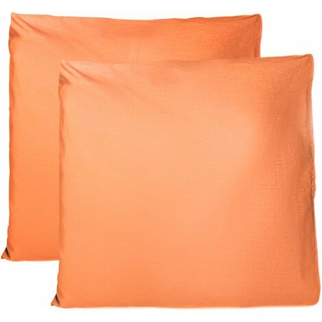 MINKUROW Funda de Almohada 100% Algodón 60x60 CM Pack de 2, Funda de Almohada Rectangular 100% Puro Algodón con Cierre - Naranja