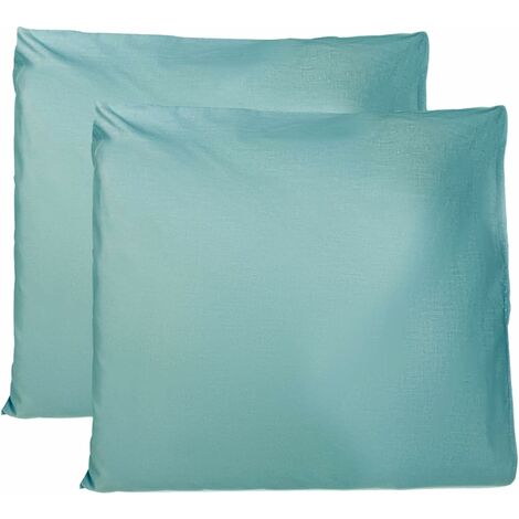 MINKUROW Funda de Almohada 100% Algodón 65x65 CM Pack de 2, Funda de Almohada Rectangular 100% Puro Algodón con Cierre - Verde