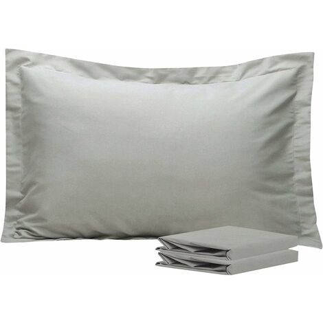 MINKUROW Funda de almohada plana con volantes 50 x 70 cm, juego de 2 fundas de cojín de microfibra súper suave, gris plateado