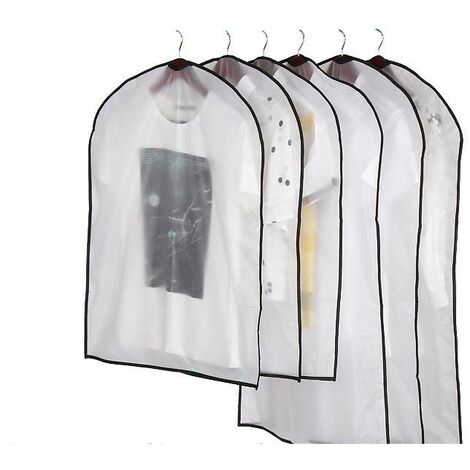 MINKUROW Fundas para prendas, a prueba de polvo, a prueba de polvo, a prueba de humedad, fundas protectoras con cremallera semitransparentes para trajes de camisa/abrigos, 5 piezas (negro) A1 60  140 