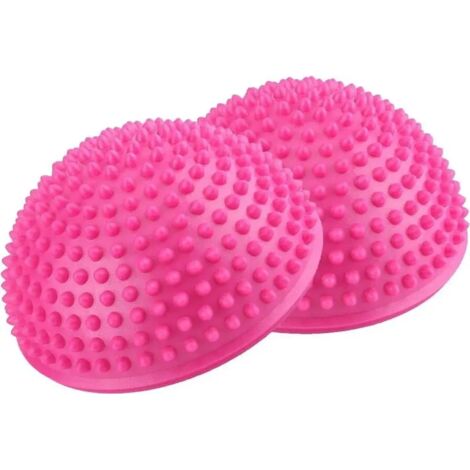 MINKUROW Fußmassageball, PVC-Yoga-Halbkugeln, Übungsmassage-Trainer, Fitness-Balance-Ball (Rosa)