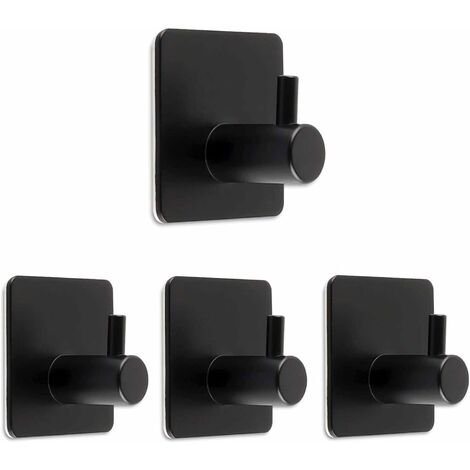 MINKUROW Ganchos Para Toallero 4 Piezas Ganchos Autoadhesivos Para Toallero Ganchos Adhesivos Ganchos De Pared De Acero Inoxidable Sin Perforación Para Baño Y Cocina, Negro