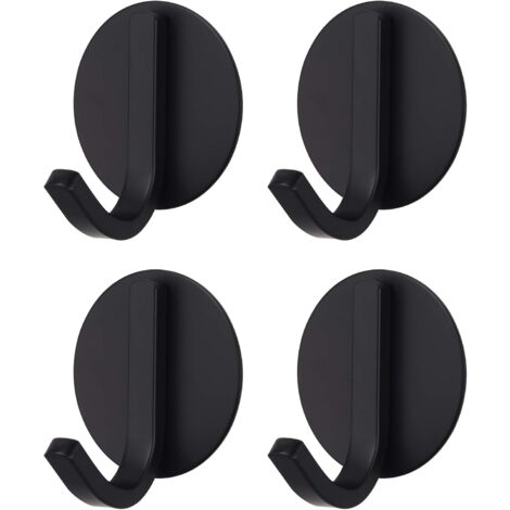 MINKUROW Gancio Adesivo Resistente In Acciaio Inossidabile Nero (1 Gancio X 4 Pezzi)