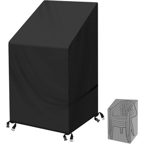 MINKUROW Gartenstuhl-Abdeckung, strapazierfähig, wasserdicht, stapelbar, 210d Oxford-Gewebe, schwarz, 120 x 65 x 65/80 cm