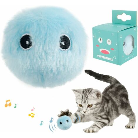MINKUROW Giocattolo Interattivo Per Gatti, Con Grida Di Uccelli, Rane E Grilli, Caccia Alle Palle Di Gatto In Peluche(Blue (Frog Sound))