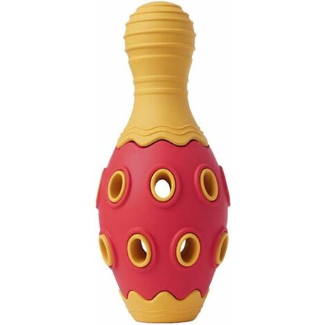 MINKUROW Giocattolo Per Cani Resistente Ai Denti Che Morde Con Gusto Di Manzo, Puzzle Vocale Multifunzionale Per Animali Domestici, Palla Che Perde, Palla Da Bowling, Suono Rosso-Arancione