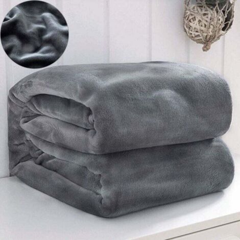 MINKUROW Graue Kuscheldecke 200 x 230 cm, weiche, flauschige Plüschdecke, Flanell-Fleecedecke, TV-Decke/Sofadecke/Rettungsdecke/Mikrofaser-Couchdecke/Samtdecke – pflegeleicht – warm, bequem, langlebig