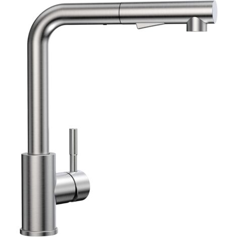 MINKUROW Grifo de cocina rociador con 2 modos de rociado, grifo mezclador de cocina con rociador extraíble giratorio de 360° disponible en frío y caliente, grifo de fregadero de acero inoxidable cepil
