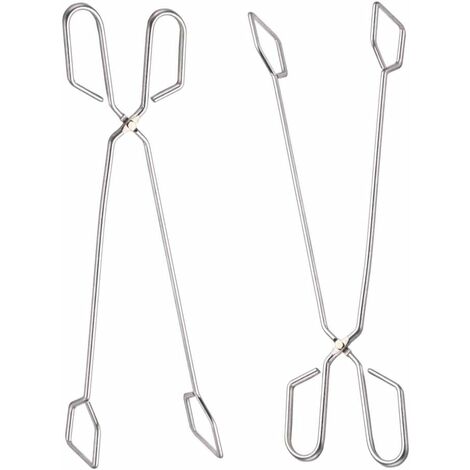 MINKUROW Grillzange, 2 Stück Edelstahlschere, extra lange Grillzange, rutschfeste, hitzebeständige Grillzange, geeignet für Küche, BBQ – 35 cm