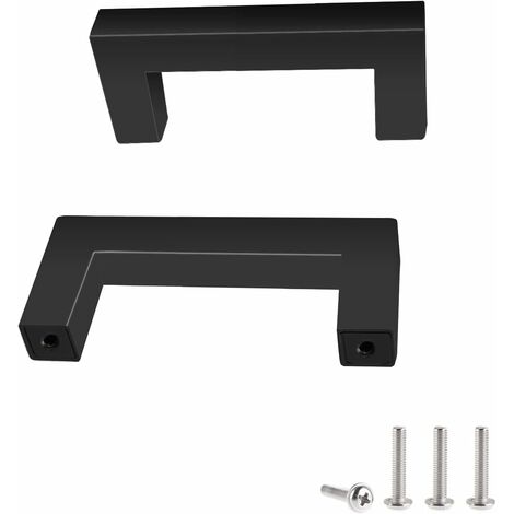 MINKUROW Großhandel – Set mit 2 schwarzen Schrankgriffen mit 64 mm Mittenabstand für Küchenschränke, Schubladengriffe aus Edelstahl, schwarze Türgriffe für Küchenschränke