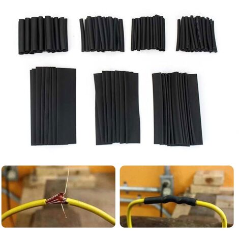 MINKUROW Guaina Termorestringente, Eventronic 150 Pezzi 2:1 Rapporto Guaina Termorestringente, Isolamento Elettrico Kit Guaina Termorestringente (Nero / 7 Taglie)