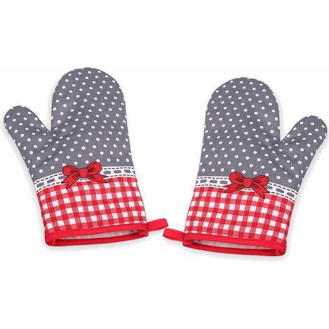 MINKUROW Guanti Da Forno, Guanti Da Forno, Guanti Da Barbecue, Resistenti Al Calore, Fodera In Cotone, Per Micro Barbecue, Barbecue, Cucinare, Grigliare, 1 Paio (Fiocco Grigio)