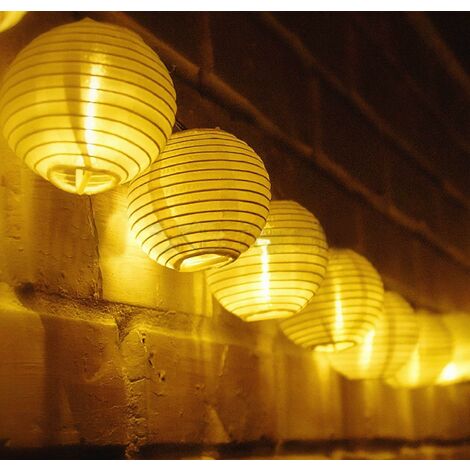MINKUROW Guirnalda De Luces Solares Para Exteriores, 5 Metros, Farol, 20 Lámparas Led, Guirnalda De Luces Solares Impermeables, Decoración Navideña Para Jardín, Patio, Hogar, Árbol De Navidad, Fiestas