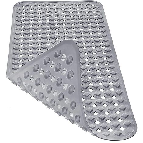 MINKUROW Hautempfindliche rutschfeste Badematte 88x39cm, Bpa-freie rutschfeste Badematte  Schimmelresistente und maschinenwaschbare Duschmatte (Grau)