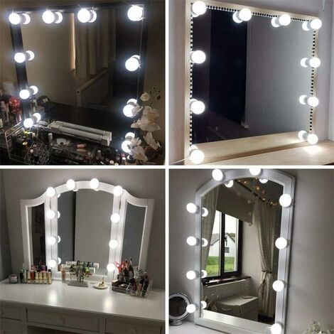 MINKUROW Hollywood Vanity Mirror Kit De Luz Led Para Maquillaje, Lámpara De Espejo Cosmético, Lámpara De Tocador De Mesa, 4 Metros, 10 Bombillas Led, Espejo No Incluido