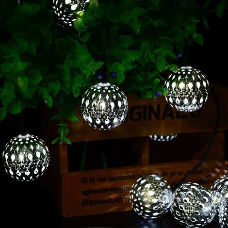 MINKUROW Home Decor Weihnachten LED-Licht 3 m marokkanische hohle Metallkugel 20 LEDs Lichterketten batteriebetrieben für Hochzeit, Urlaub, Home-Party-Dekoration mit Fernbedienung