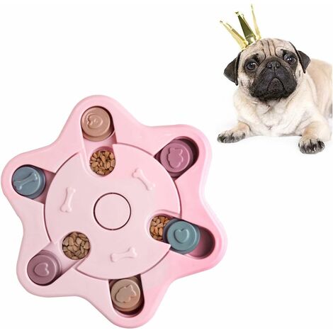 MINKUROW Hundepuzzle, Hundefutterspender, langlebiges interaktives Hundespielzeug, Qi-Trainingsspielzeug für Welpen (Rosa)