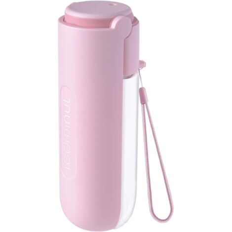 MINKUROW Hundewasserflasche 420 ml, Hundewasserflasche, tragbare Reise-Hundewasserflasche für den Außenbereich für Hund, Katze, Haustiere (Rosa)