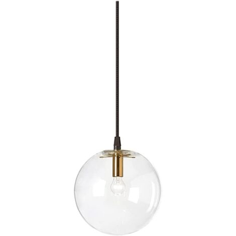 MINKUROW Industrielle Leuchte E27 Transparent Pendelleuchte Messing Gold Kopf Innen Glanz Aufhängung Wohnzimmer (20cm)