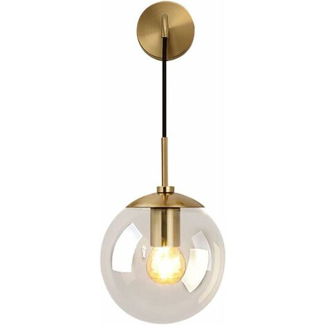 MINKUROW Industrielle Vintage 15 cm Glaskugel Tropfen Wandleuchte Schlafzimmer Korridor Wandleuchte Retro Klarglaskugel Wandleuchte (klar)