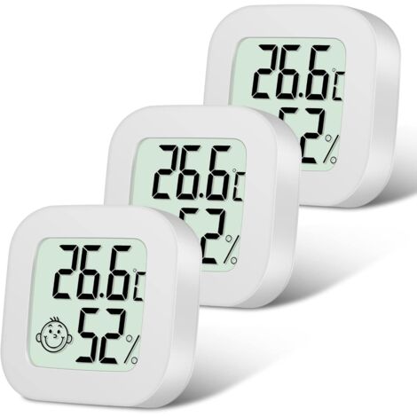 MINKUROW Innenthermometer Hygrometer, 3 Stück Mini-Hochpräzisions-Digital-Innen-Hygrometer-Thermometer, genaues Thermometer und Hygrometer für Zuhause, Büro, Reptilien, Kindergarten