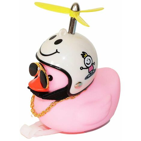 MINKUROW Internet celebridad villano pato coche adornos coche salpicadero decoraciones Cool gafas pato con hélice casco cadena de oro