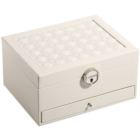 MINKUROW Joyero, Organizador De Joyas Con Cajones, Joyero Con Cerradura Con Espejo Para Pendientes, Pulseras, Idea De Regalo, Blanco