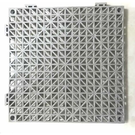 MINKUROW - Juego de 2 alfombrillas modulares entrelazadas de 30 x 30 cm, alfombrilla de drenaje para piscina, patio, balcón, patio, zona de mascotas, zona de lavado (gris)