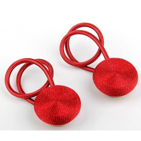 MINKUROW Juego De 2 Alzapaños Magnéticos Para Cortina, Hebilla De Cortina Decorativa Tejida A Mano Con Fuerte Magnetismo Duradero, Alzapaños De Cortina Para Oficina En Casa, Forma De Macarrón, Color R
