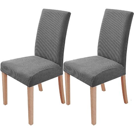 MINKUROW - Juego De 2 Fundas Elásticas Para Sillas De Comedor, Extraíbles Y Lavables, Fundas Para Sillas De Comedor, Modernas Y Elásticas, Decoración Para Oficina, Banquete, Boda, Fiesta (Gris Claro)