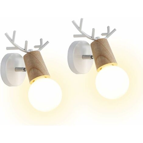 MINKUROW Juego De 2 Lámparas De Pared Modernas Y Creativas Con Diseño De Asta De Ciervo Para Interiores, Lámpara De Pared Art Deco De Madera Y Metal Para Dormitorio, Sala De Estar, Pasillo, Restaurant