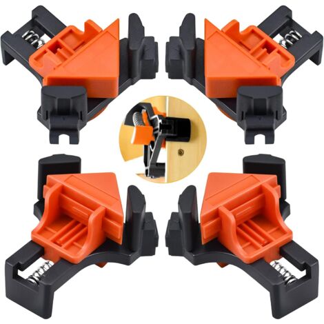 MINKUROW Juego De 4 Abrazaderas De Ángulo Recto Para Carpintería, Abrazadera De Ángulo Recto De 90 Grados Para Carpintería, Herramientas De Carpintería Con Abrazadera De Tornillo De Resorte