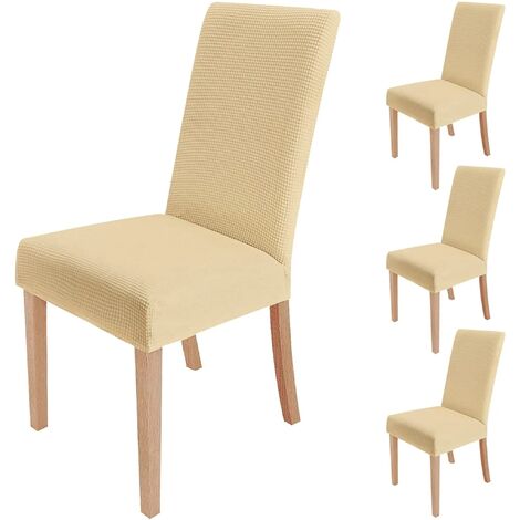 MINKUROW - Juego De 4 Fundas Elásticas Para Sillas De Comedor, Extraíbles Y Lavables, Fundas Para Sillas De Comedor, Modernas Y Elásticas, Decoración Para Oficina, Banquete, Boda, Fiesta (Crema)
