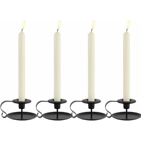MINKUROW Juego De 4 Portavelas Vintage Decoración Con Asa, Portavelas De Hierro 11x6cm, Regalo Para Tichdeko Navidad Halloween Boda Baño Cocina Balcón Decoración, Negro
