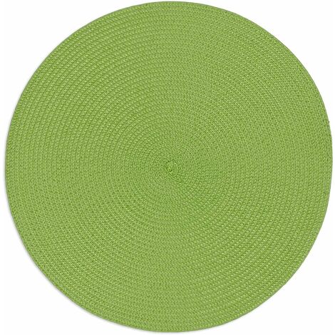 MINKUROW Juego de 4 salvamanteles redondos de PP trenzado, lavables y resistentes al calor 38cm (Verde)
