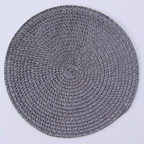 MINKUROW Juego de 4 salvamanteles redondos de PP trenzado, lavables y resistentes al calor 38cm(Gris Oscuro)