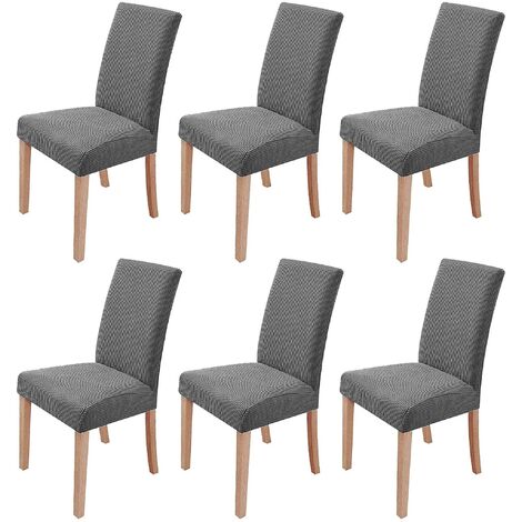 MINKUROW - Juego De 6 Fundas Elásticas Para Sillas De Comedor, Extraíbles Y Lavables, Fundas Para Sillas De Comedor, Modernas Y Elásticas, Decoración Para Oficina, Banquete, Boda, Fiesta (Gris Claro)
