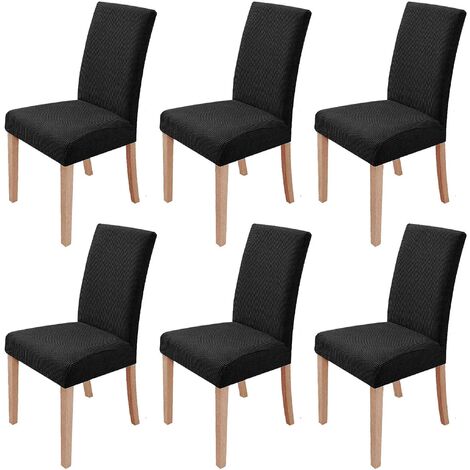 MINKUROW - Juego De 6 Fundas Elásticas Para Sillas De Comedor, Extraíbles Y Lavables, Fundas Para Sillas De Comedor, Modernas Y Elásticas, Decoración Para Oficina, Banquete, Boda, Fiesta (Negro)