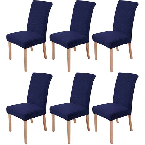 MINKUROW - Juego De 8 Fundas Elásticas Para Sillas De Comedor, Extraíbles Y Lavables, Fundas Para Sillas De Comedor Modernas Y Elásticas, Decoración Para Oficina, Banquete, Boda, Fiesta (Azul Marino)