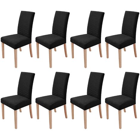 MINKUROW - Juego De 8 Fundas Elásticas Para Sillas De Comedor, Extraíbles Y Lavables, Fundas Para Sillas De Comedor, Modernas Y Elásticas, Decoración Para Oficina, Banquete, Boda, Fiesta (Negro)