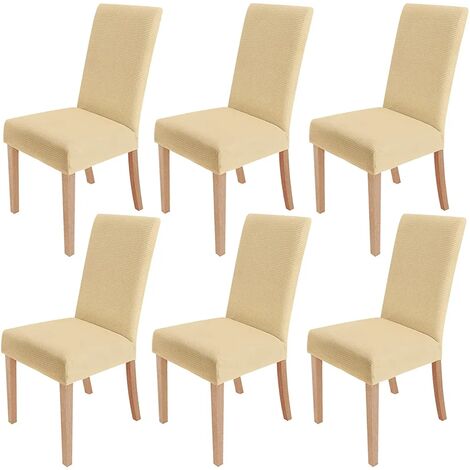 MINKUROW - Juego De 8 Fundas Elásticas Para Sillas Extraíbles Y Lavables Para Comedor Moderno, Protector Elástico Para Sillas, Decoración Para Oficina, Banquete, Boda, Fiesta (Crema)