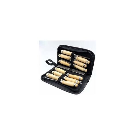 MINKUROW Juego De Cinceles Para Tallar Madera De 14 Piezas - Juego De Cinceles De Madera Profesional 14 Herramientas Afiladas Para Trabajar La Madera Con Estuche De Transporte - Kit De Cuchillos Para 