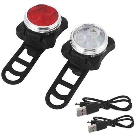 MINKUROW Juego De Luces Led Para Bicicleta, Luz Para Bicicleta Recargable Por Usb, Luz Para Bicicleta, Luz Trasera, Luces Para Bicicleta Recargables Con 5 Modos De Parpadeo, 2 Cables Usb