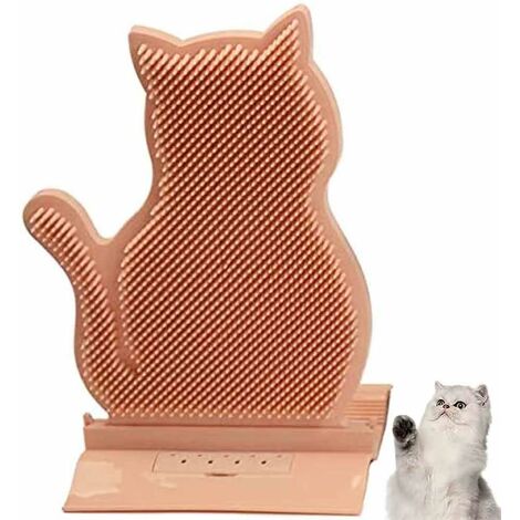 MINKUROW Juguete De Masaje Para Rascar Gatos Con Hierba Gatera, Cepillo De Masaje En Ángulo De Pared Para Gatos, Peine De Aseo, Para Gatos De Pelo Largo Y Corto (Rosa)
