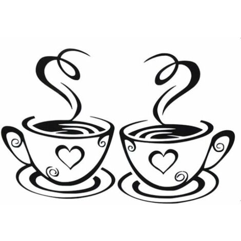 MINKUROW Kaffeetassen-Küchenkunst-Wandaufkleber für Heimdekoration, abnehmbare Wandtattoos, Vinyl, Diy, Kaffeetassen-Design, Aufkleber, Wand, Zuhause, Abziehbilder (C1)